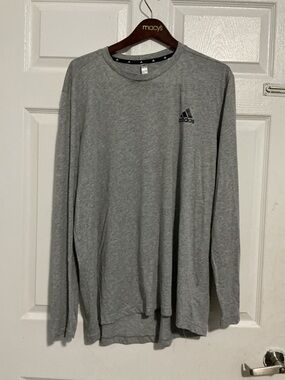 adidas Men's Long Sleeve Heather Gray Athletic Tee